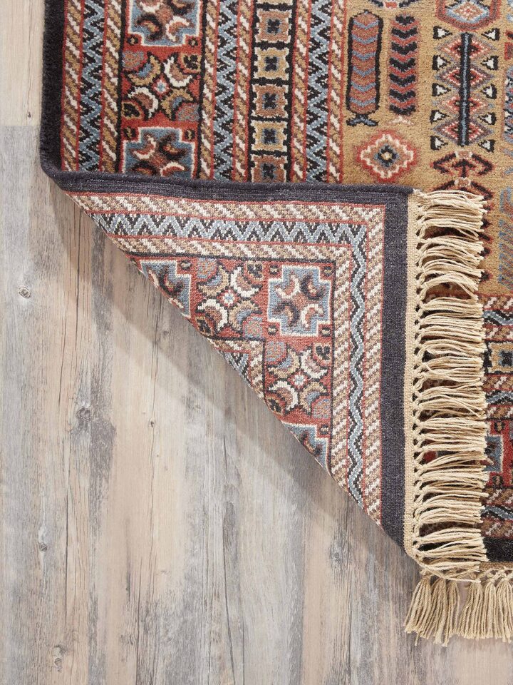 Detailed shot focusing on the precision of the knotting and fine wool texture
