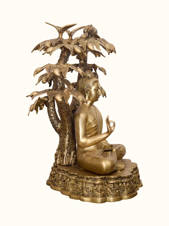 Back view of the Brass Bodhi Buddha Sitting Idol