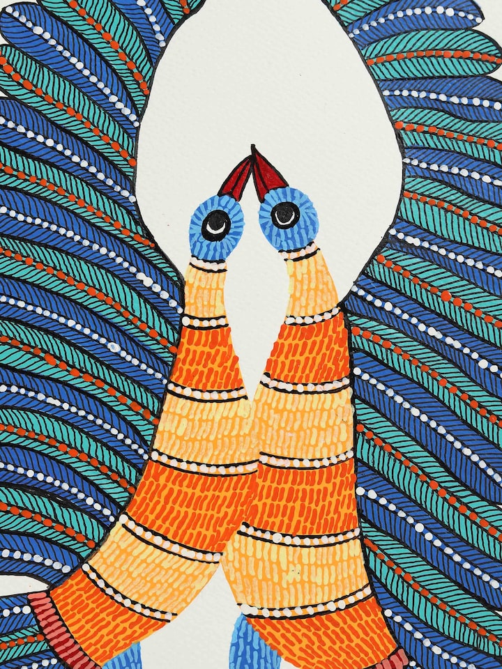 Front detail view of the The Dance Of Feathers Gond Art