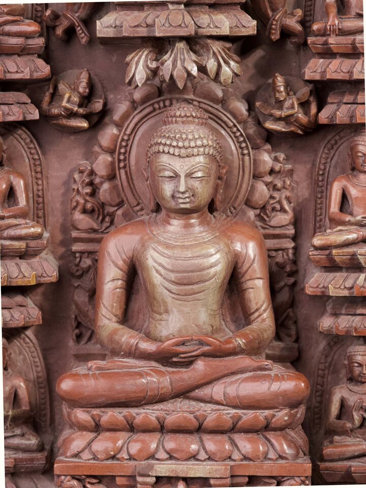 Detail view of the Stone Carved Buddha Idol