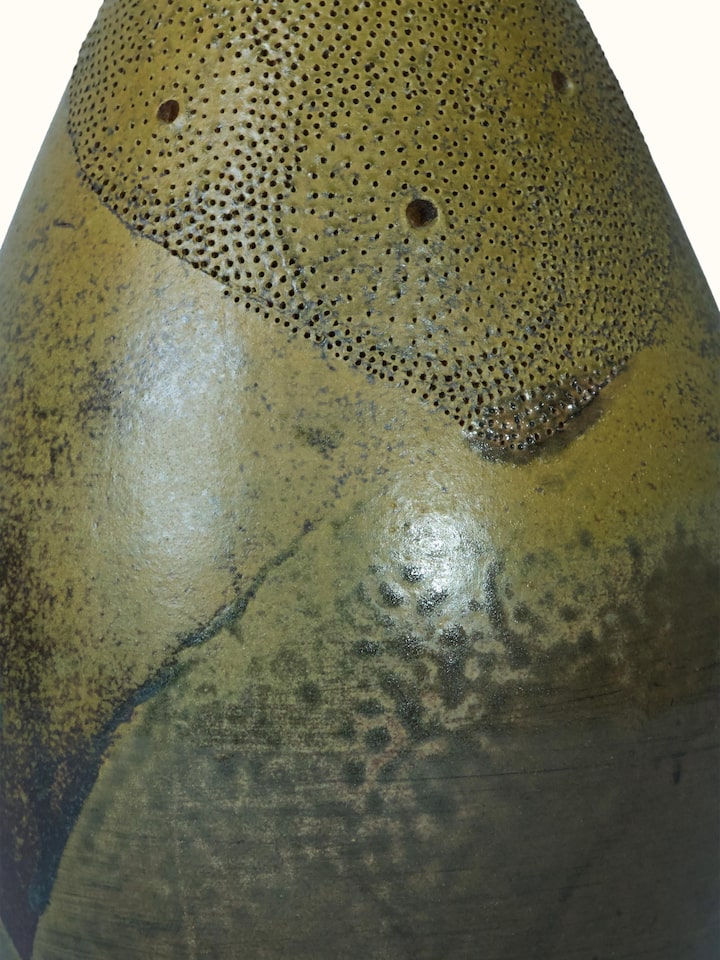 Close-up detail of the Terracotta Clay Table Vase