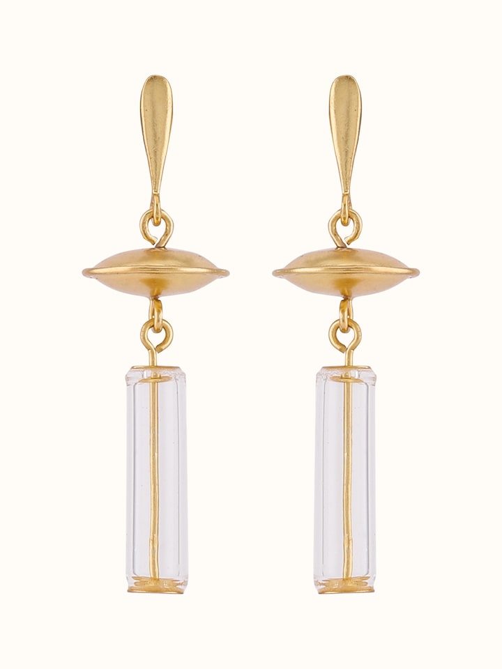 Silver Flame Glass Drop Earrings