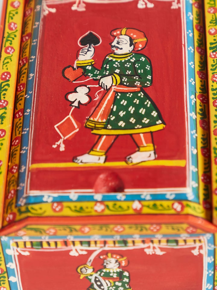 Top view of Ganjifa paper cards (54pcs) displaying their vibrant colors and intricate artwork