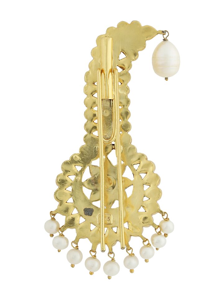 Back view of Silver Smithing Sarpech showing the back and clasp detail