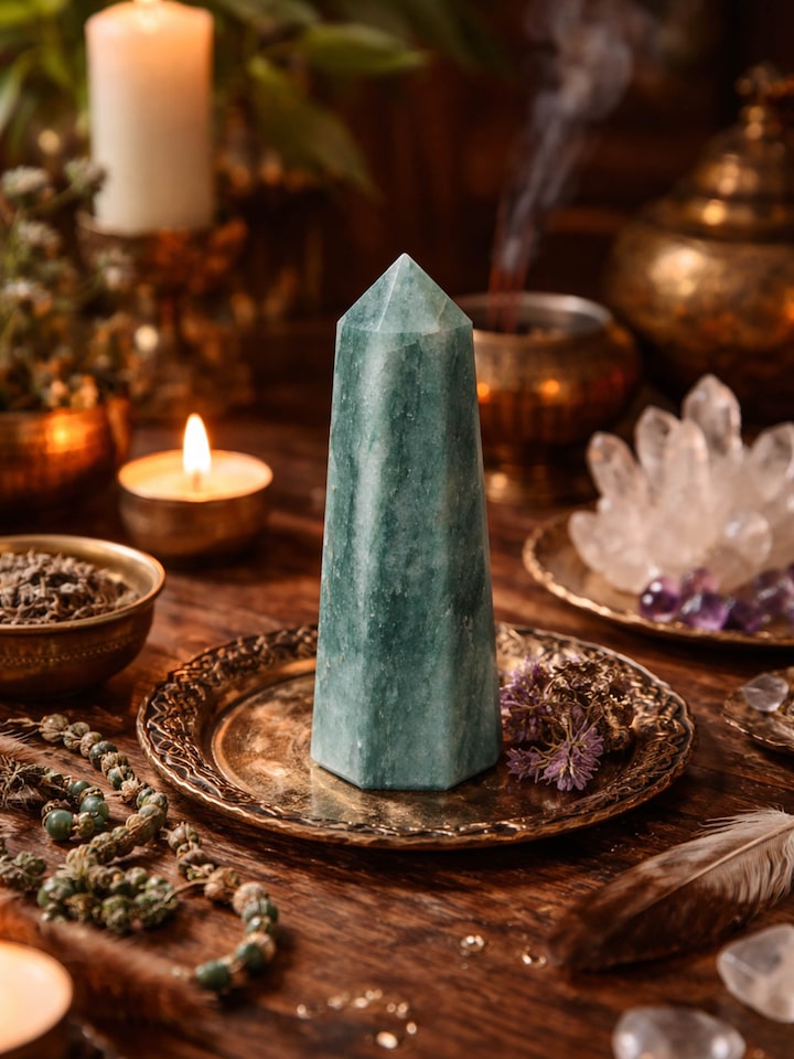 Lifestyle view of the Gemstone Aventurine Wand Healing Stone