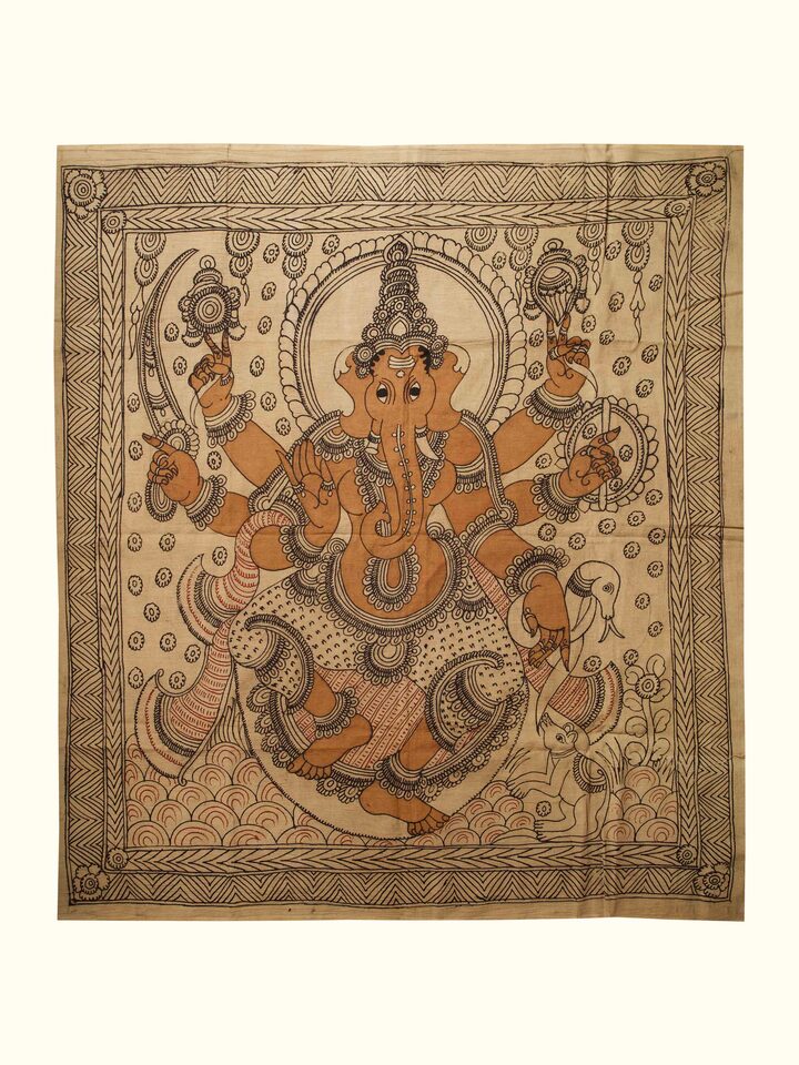 Front view of the Kshipra Prasada Ganapati Kalamkari Painting