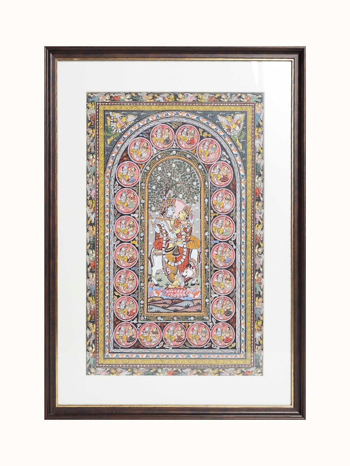 Front view of the Radha Krishna Rasa Patachitra Painting