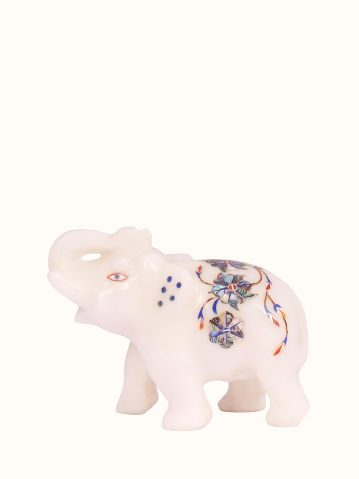 Front view of Pacchikari Elephant Marble Figurine