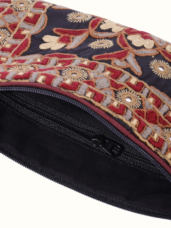 Close-up of Kutchi Embroidered Clutch Bag emphasizing the intricate detailing and quality