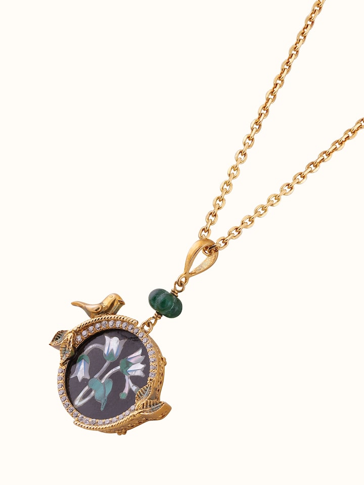Overhead view of the Parchinkari Silver Pendant & Chain