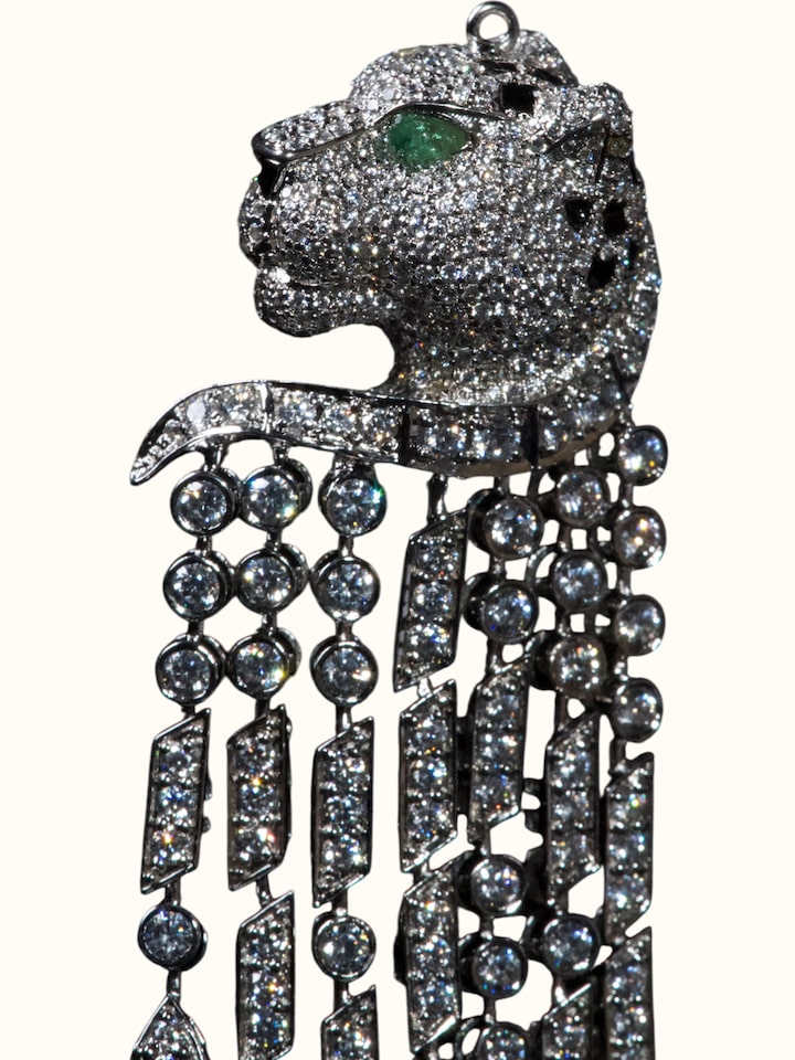 detail view of silver smithing brooch pin pattern