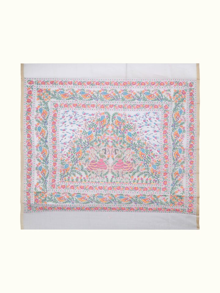 Front view of the Village Festivity Jamdani Wall Hanging