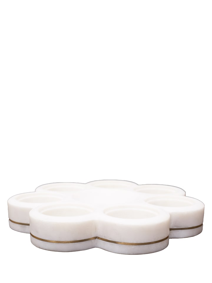 alternate angle view of marble pacchikari dryfruit bowl