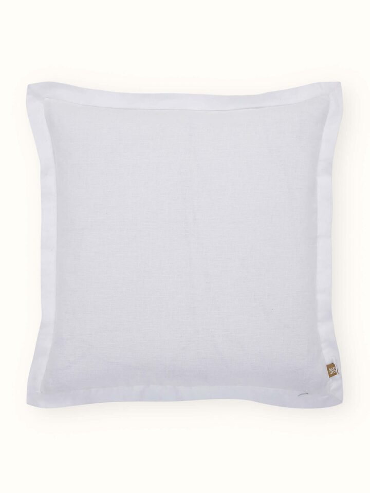 Razza Ivory Buti Linen Kashmir Chain Stitch Hand Embroidery Cushion Cover
