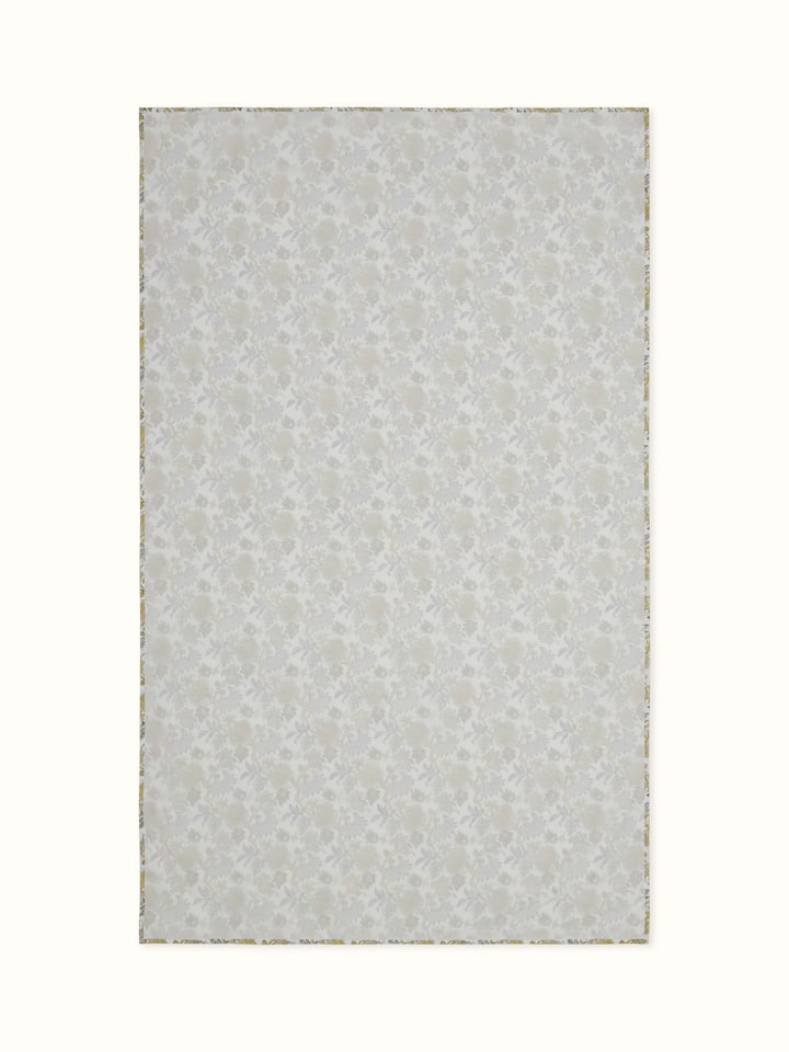 Front view of Kairavam single dohar in soft cotton with vibrant yellow Sanganeri floral block print.