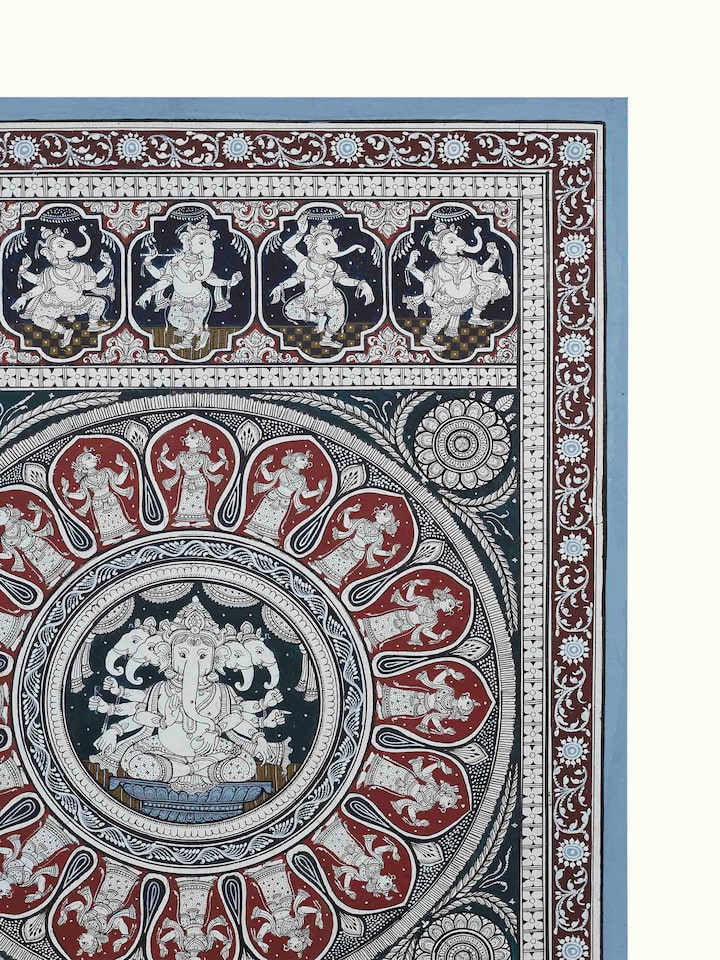 Detail view of the Ganesha Pattachitra Painting
