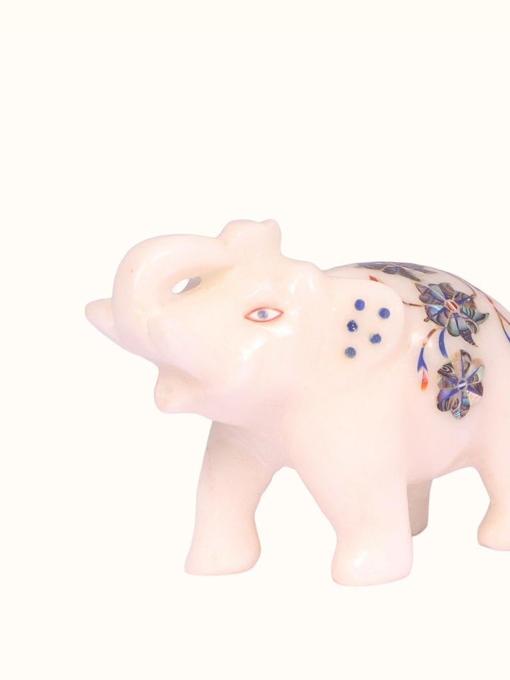 Detail shot of Pacchikari Elephant Marble Figurine