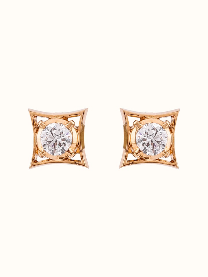 Front view of Close-setting 22 Karat Gold Studs by Swadesh showing the polished gold surface and precise close-setting