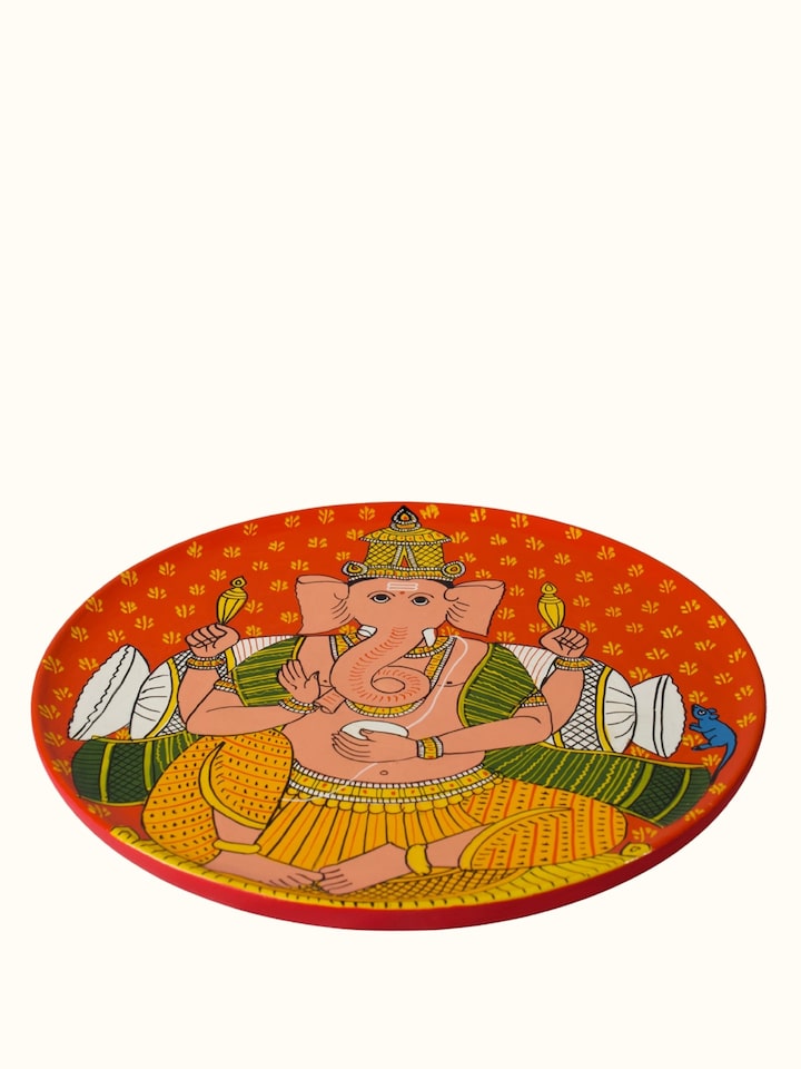 Angled view of the Ganesha Cheriyal Display Plate