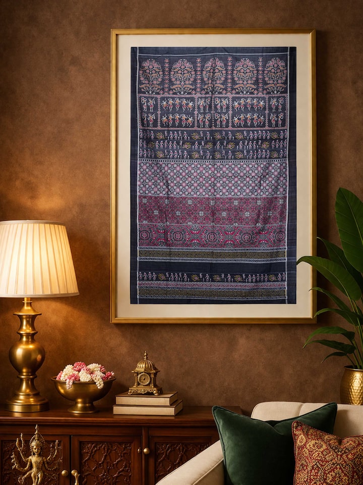 Alternate left-side view of the Odisha Ikat Motif Wall Hanging