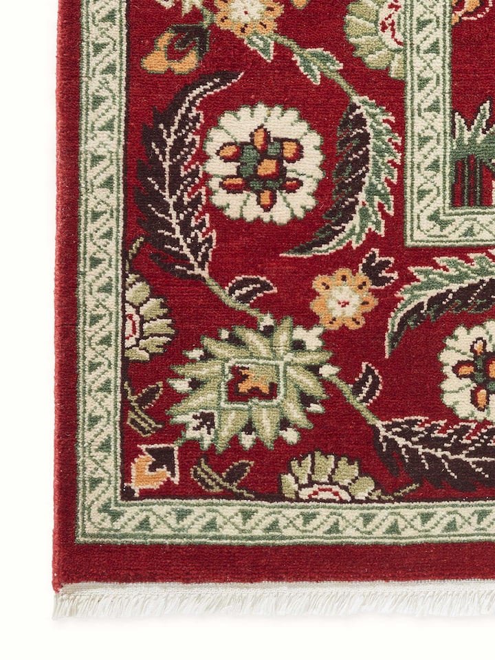 Traditional Persian Red Agra Wool Hand-Knotted Carpet