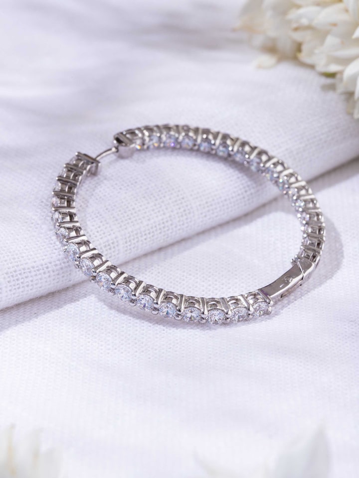 Alternative lifestyle view of the Silver Smithing Silver Hoop Earrings