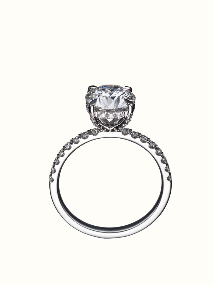 back view of open setting 14 karat gold ring
