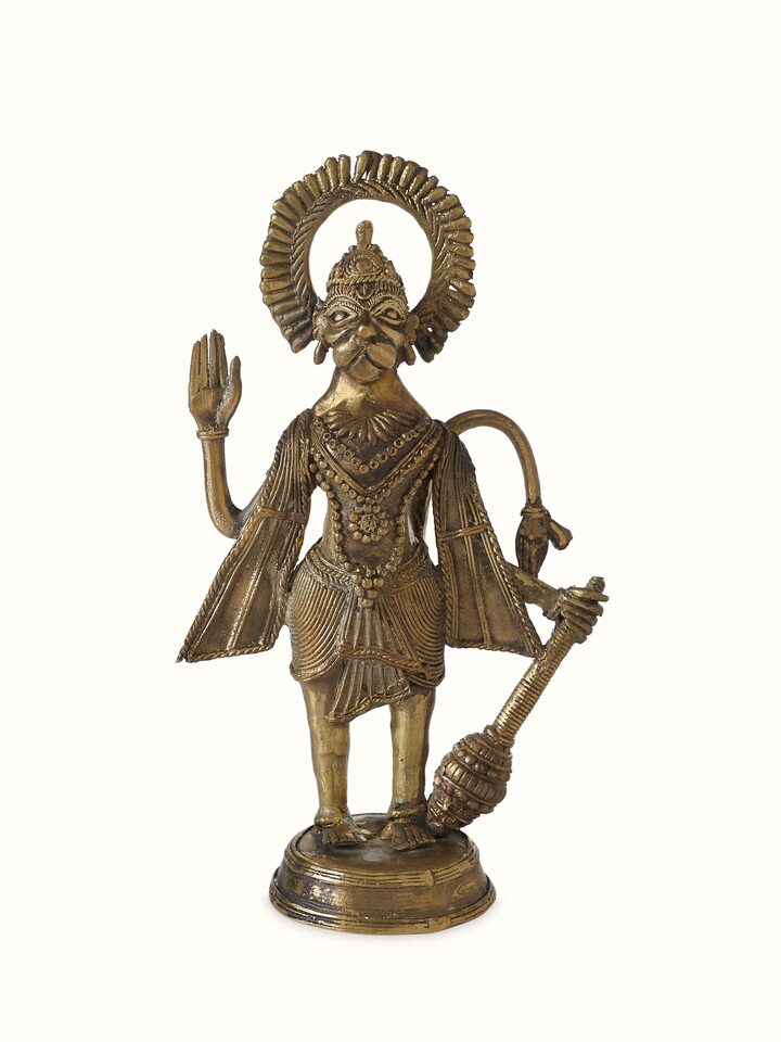 Dokra brass Hanuman Ji idol in traditional tribal art style – front view