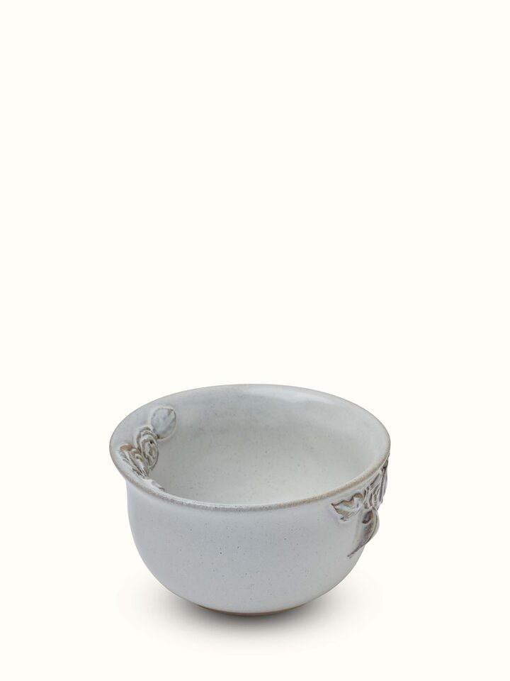 Side view of Studio pottery ceramic nut bowl highlighting the texture