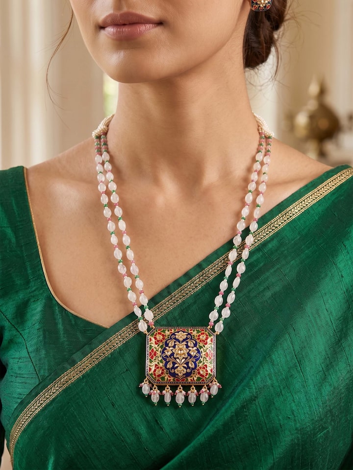 Jaipur Meenakari 22 Karat Gold Pendant & Chain by Swadesh