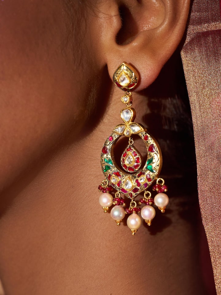 Partash 18 Karat Gold Chandabli Drop Earrings