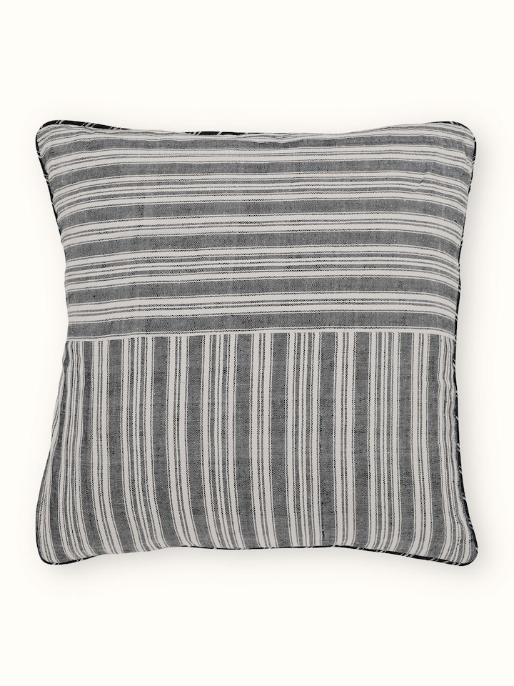Ujjwal Black Patch Cotton Handloom Cushion Cover