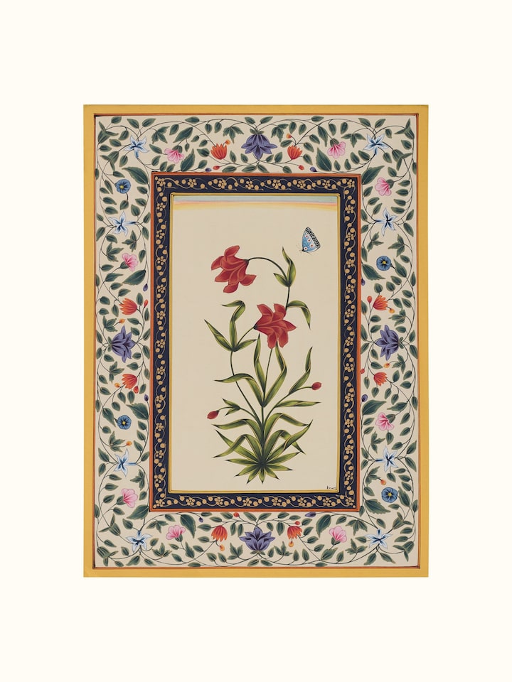 Front view of the Lily Floral Boarder Miniature Painting