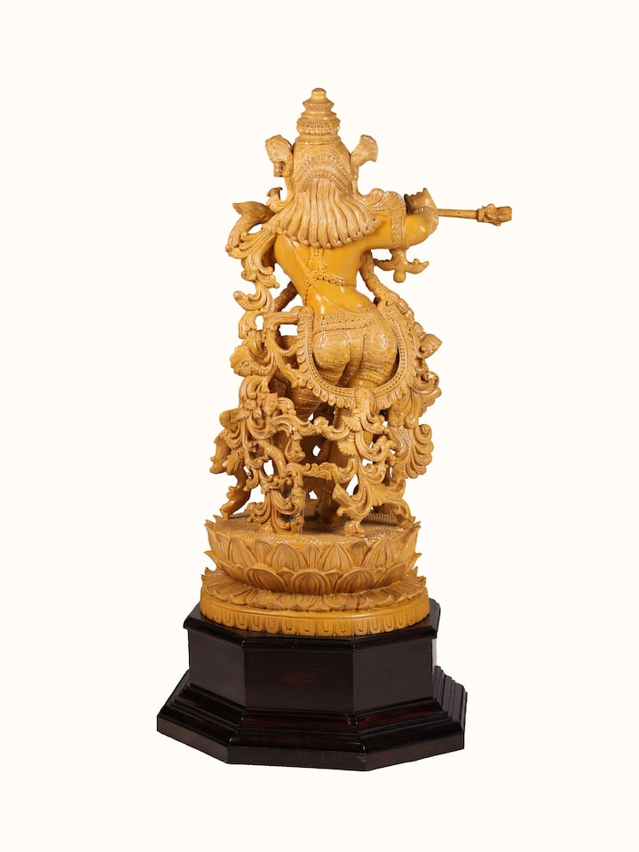 Back view of the Wood Carved Venugopala Idol