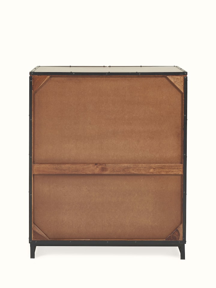 Sheesham Wood & Wrought Iron Bar Cabinet