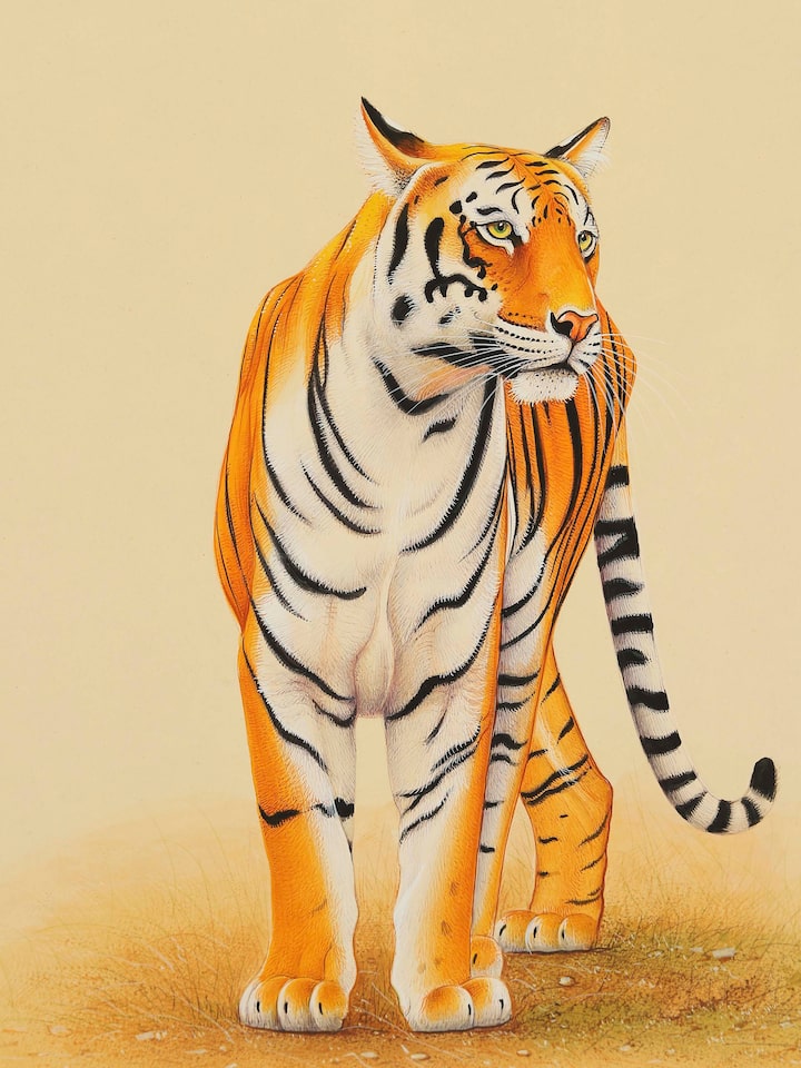 Close-up detail of the Tiger Miniature Painting