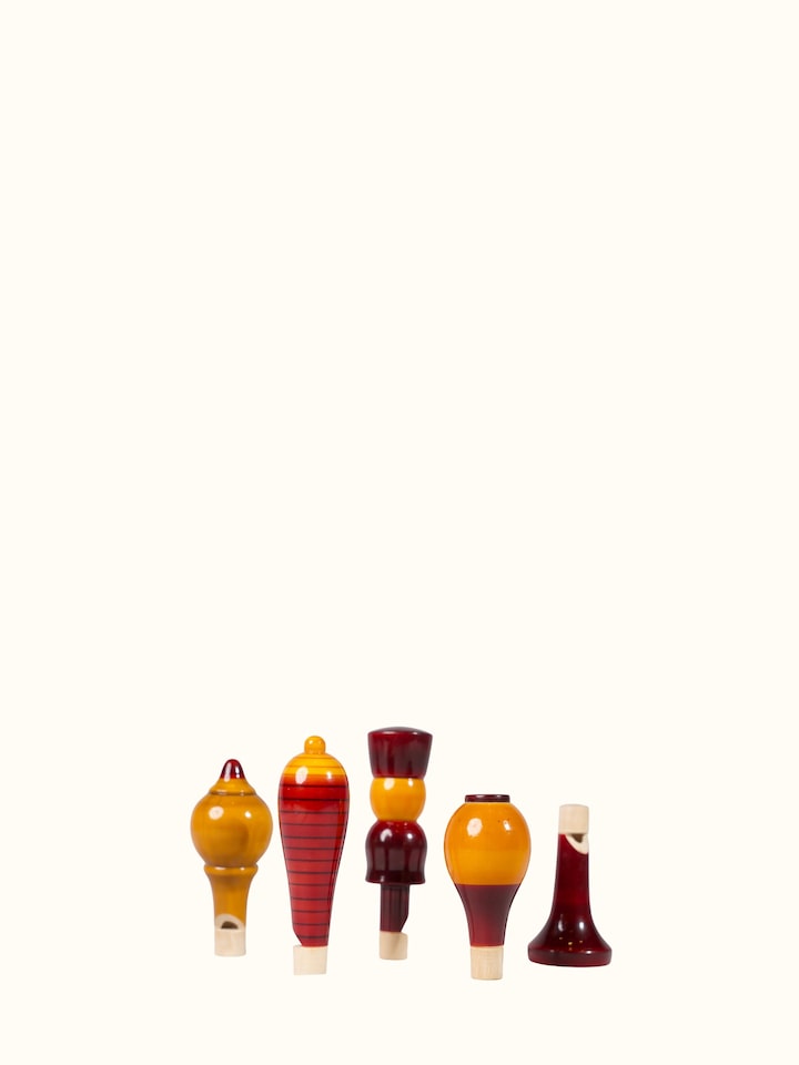 Detail view of Channapatna Wooden Whistles (5 Pcs)