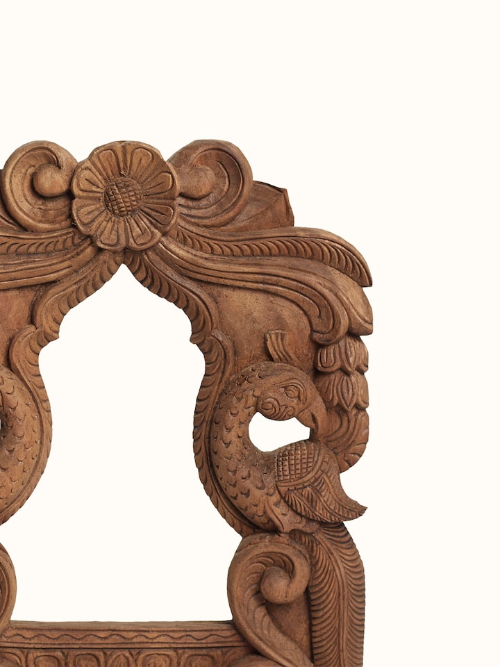 Bottom view of the Wood Carved Parrot Mirror Frame