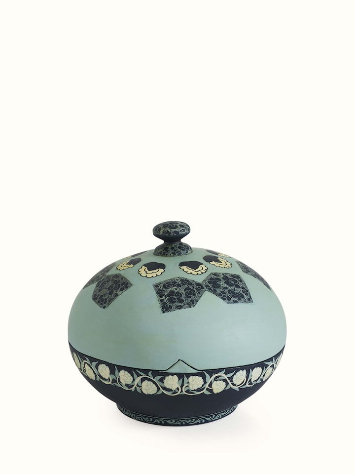 Front view of Papier-mache Decorative Container Multicolor