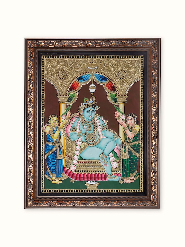 Front view of the Krishna Thanjavur Painting