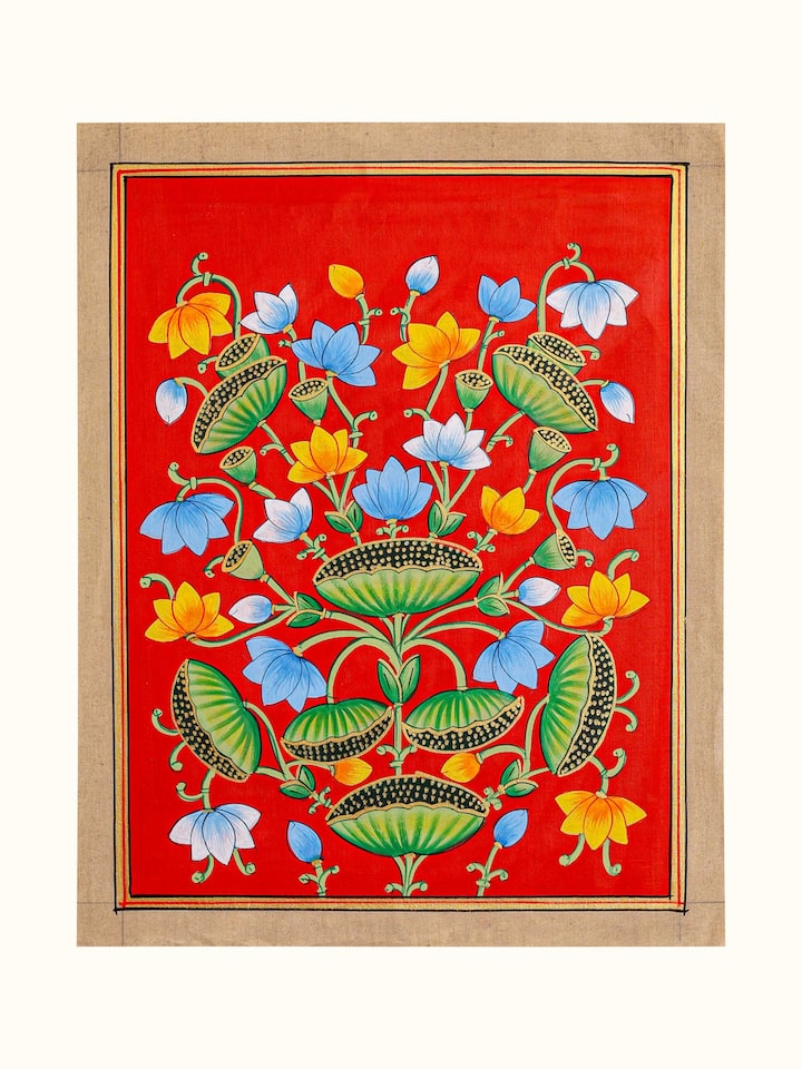 Front view of the Kamal Talai Blue Pichwai Painting