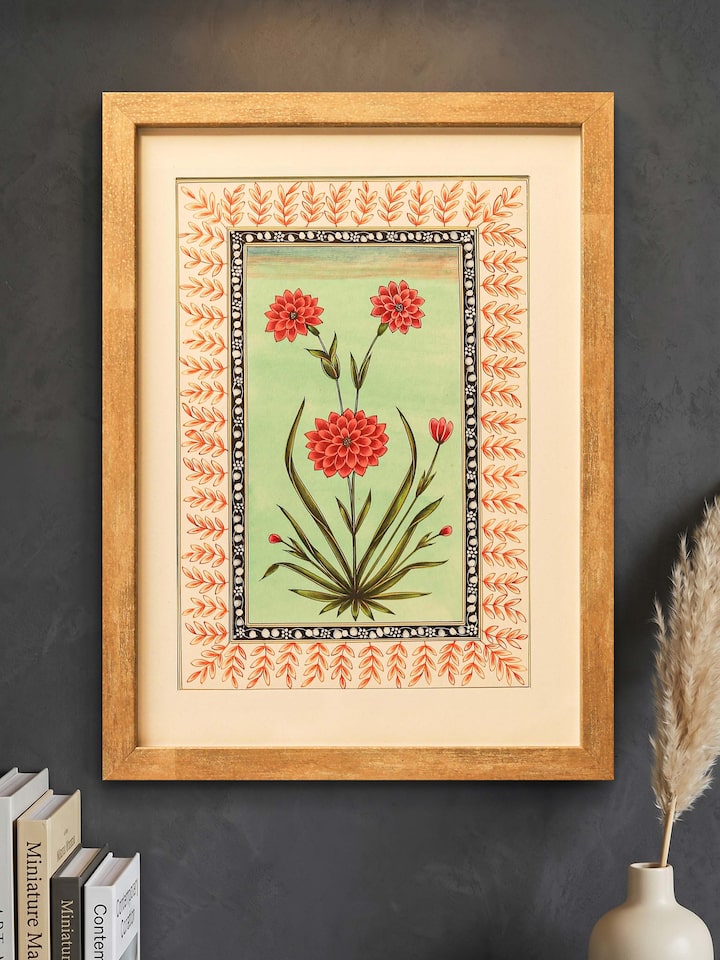 Styled view of Dahlia Miniature Painting displayed against a styled backdrop