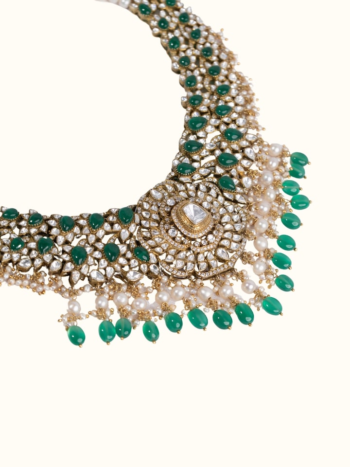 Lifestyle view of Dank Polki Silver Collar Necklace