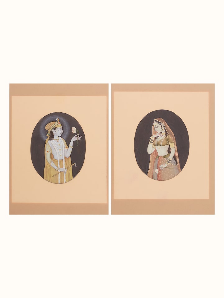 Front view of the Krishna and Radha Miniature Painting