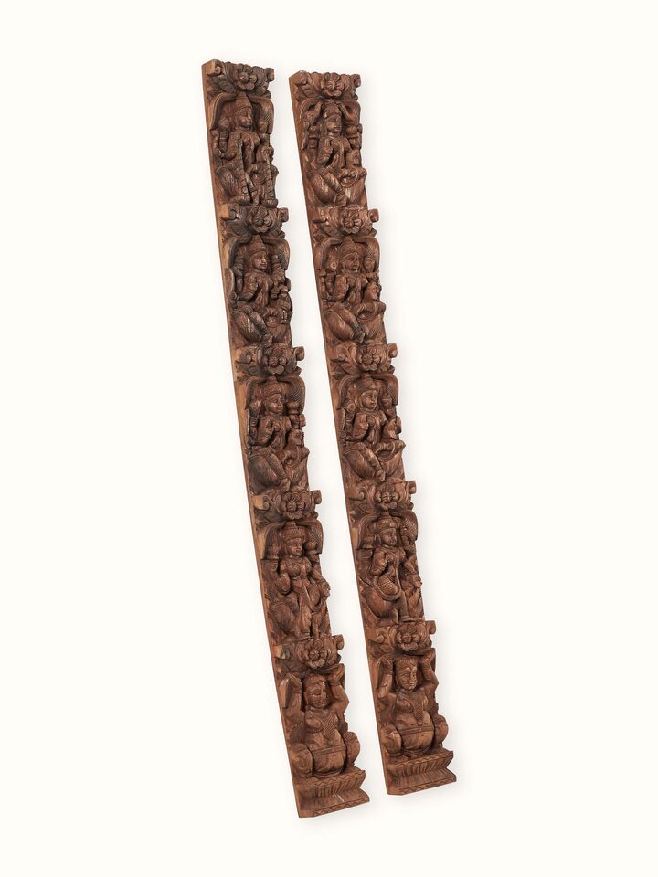 Open view of the Wood Carved Ashta Lakshmi (2 Pieces)