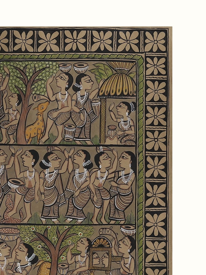 Detail shot of Bengal Tribe Kalighat Painting