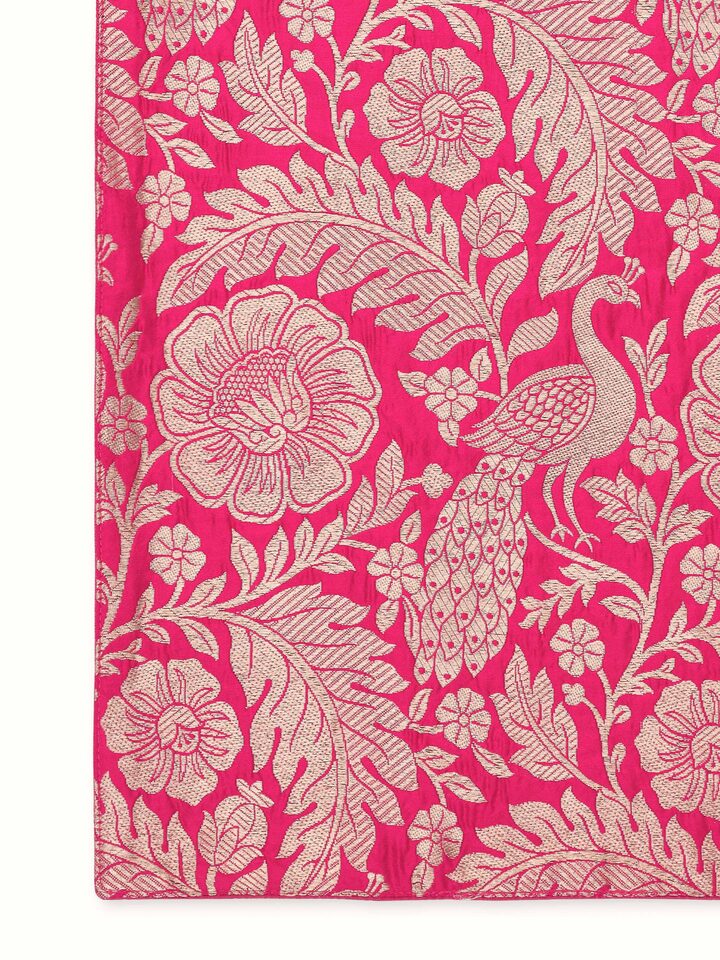 Avasa Rani Mor Jaal Silk Banarasi Brocade Handloom Table Runner
