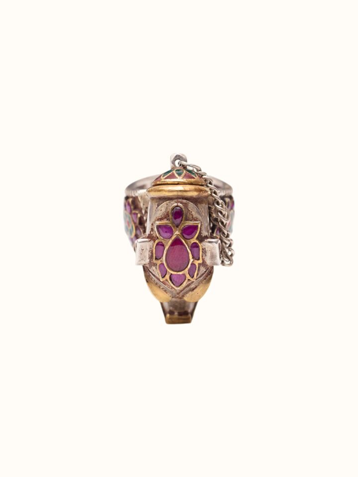 Front view of Silver Smithing Ring showing the complete piece and design, in an alternate close-up