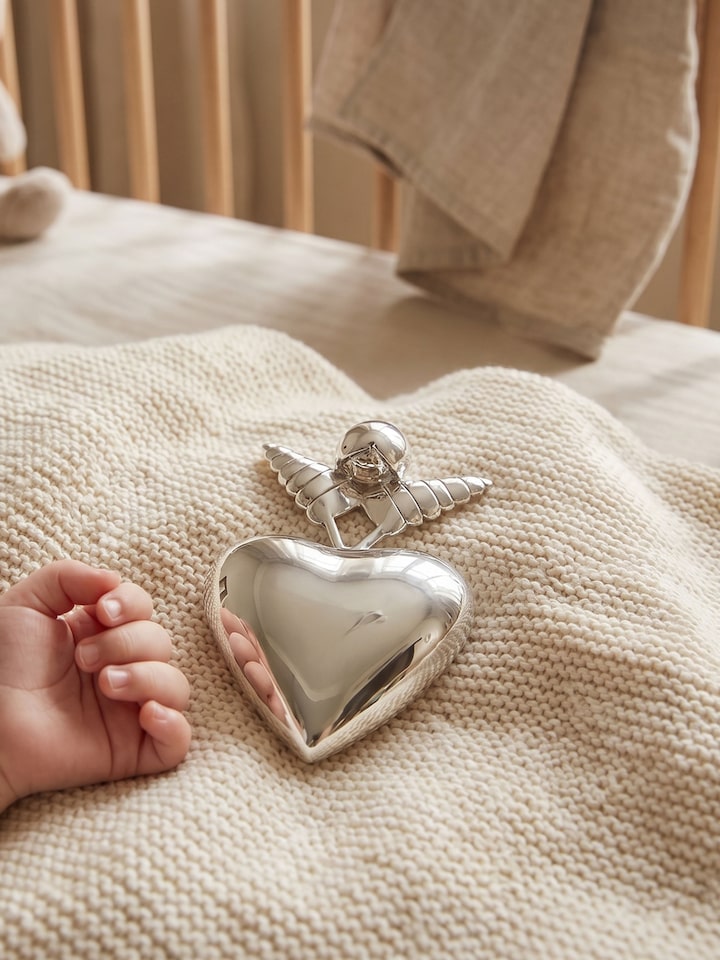 Left-side view of the Silver Angel Rattle