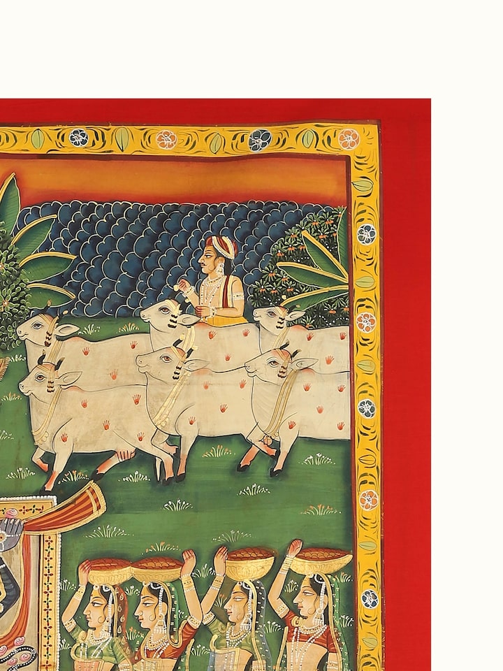 Detail view of the Shrinathji Gopashtami Pichwai Painting